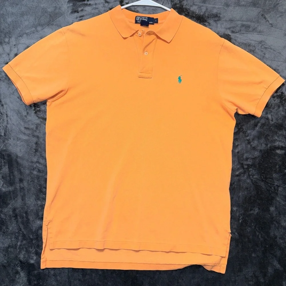 Polo Ralph Lauren Mens Large Orange Cotton Pique Short Sleeve Polo Shirt